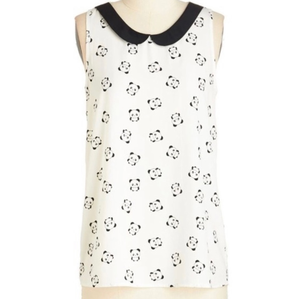 ModCloth Peach Love Sleeveless Panda Blouse